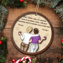 Gift For Bestie,Old Best friends,Gift For Sisters,Happy,Christmas - Best Friends Here's To Another Year Of Us - Personalized 2-Layered Wooden Ornament