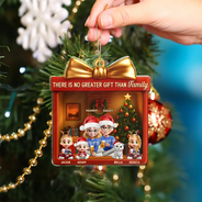 Happy,Christmas,Family,Parents,Gift For Kids,Pet Lovers,Dog Lovers - 3D Effect There Is No Greater Gift Than Family - Personalized Custom Shaped Acrylic Ornament