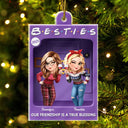 Gift For Bestie,Happy,Christmas,Gift For Sisters,Top Market - Our Friendship Is A True Blessing Purple Toy Box - Personalized Custom Shaped Acrylic Ornament