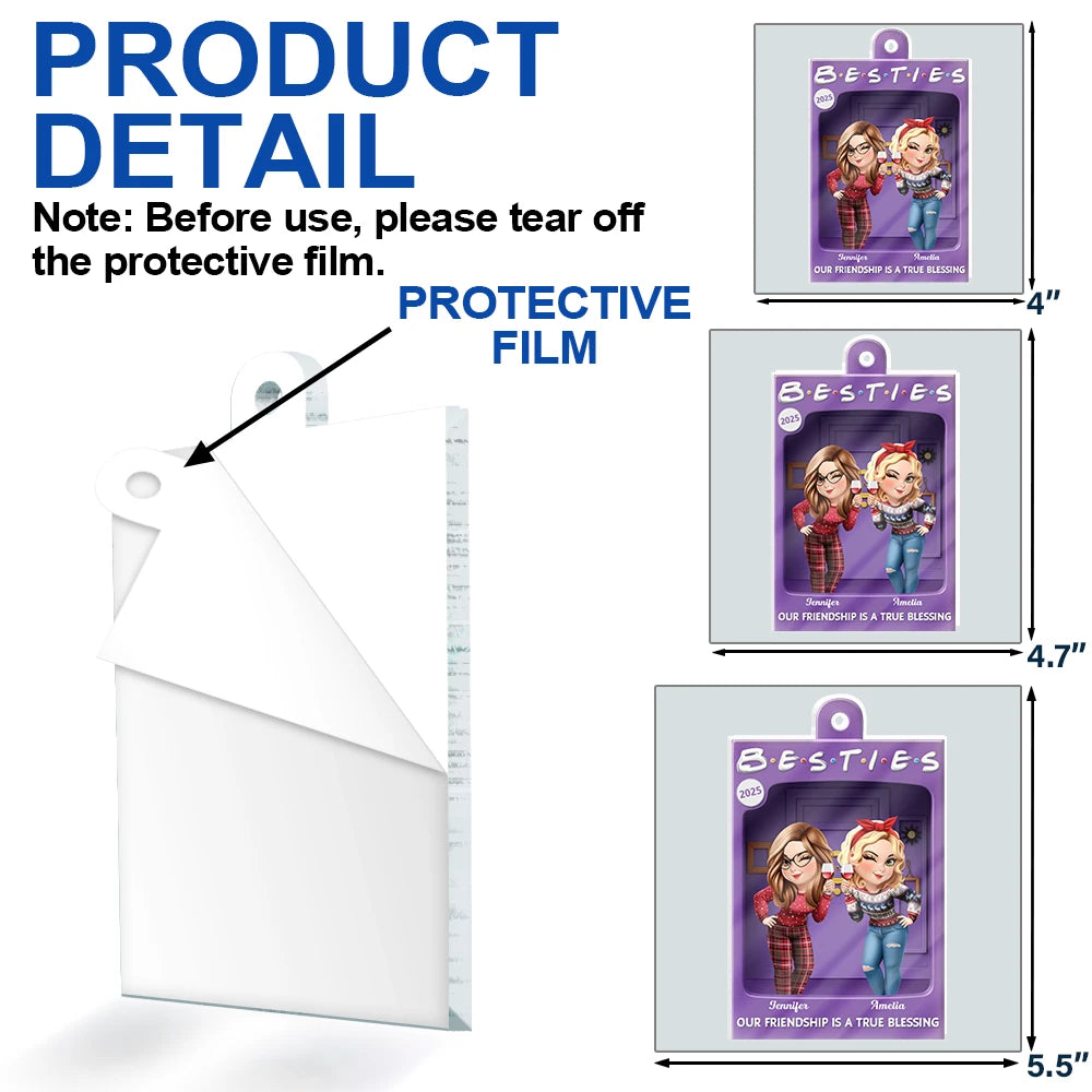 Gift For Bestie,Happy,Christmas,Gift For Sisters,Top Market - Our Friendship Is A True Blessing Purple Toy Box - Personalized Custom Shaped Acrylic Ornament