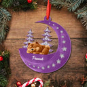 Dog Lovers,Dog Mom,Dog Dad,Pet Lovers,Pet Mom,Pet Dad,Happy,Christmas - 3D Effect Dog Lying On The Moon Printed Gemstones Art - Personalized Metal Ornament