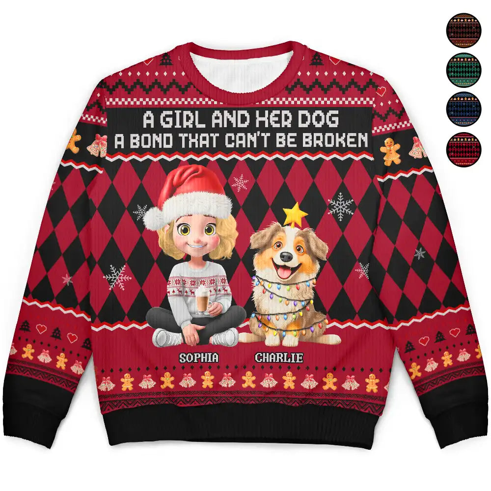 Pet Lovers,Pet Mom,Pet Dad,Dog Lovers,Dog Mom,Dog Dad,Happy,Christmas - A Bond That Can't Be Broken Dog Lover 3D Effect - Personalized Unisex Ugly Sweater