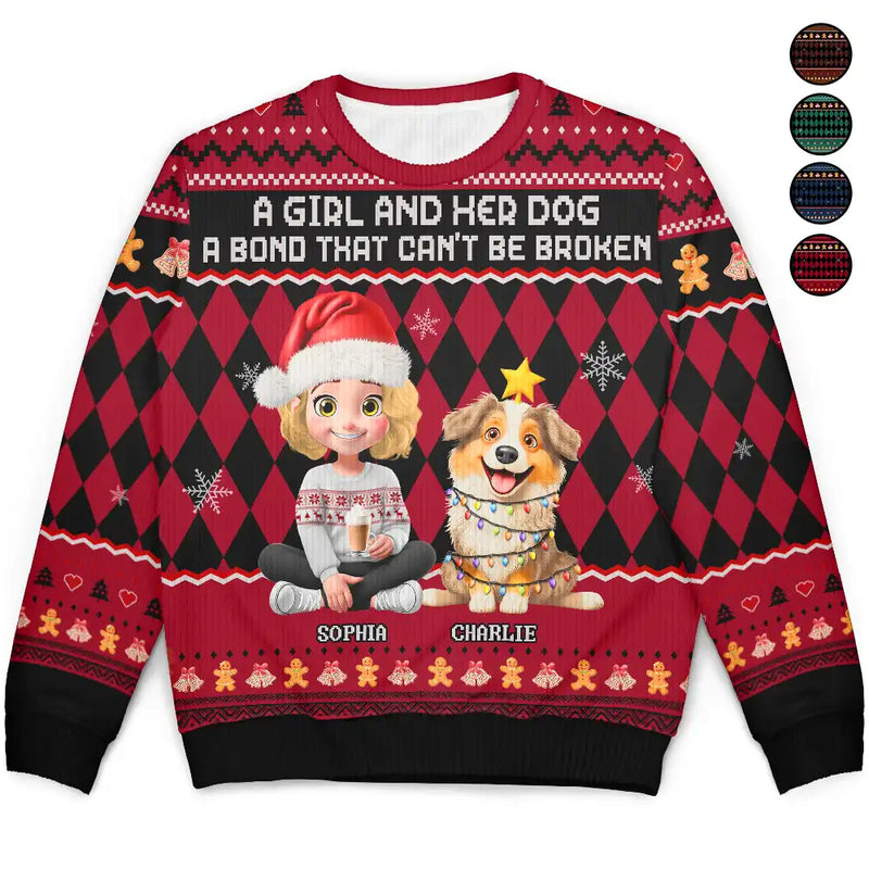 Pet Lovers,Pet Mom,Pet Dad,Dog Lovers,Dog Mom,Dog Dad,Happy,Christmas - A Bond That Can't Be Broken Dog Lover 3D Effect - Personalized Unisex Ugly Sweater