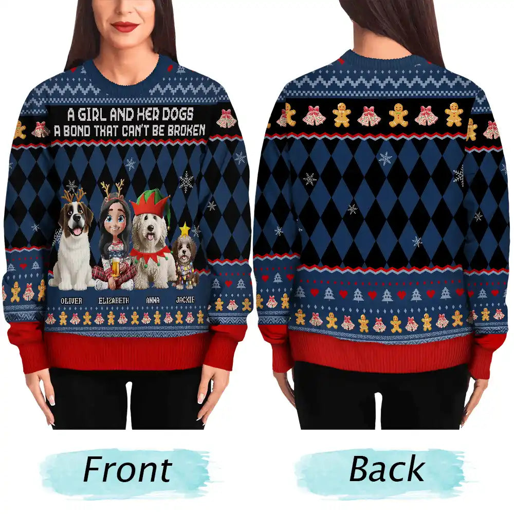 Pet Lovers,Pet Mom,Pet Dad,Dog Lovers,Dog Mom,Dog Dad,Happy,Christmas - A Bond That Can't Be Broken Dog Lover 3D Effect - Personalized Unisex Ugly Sweater