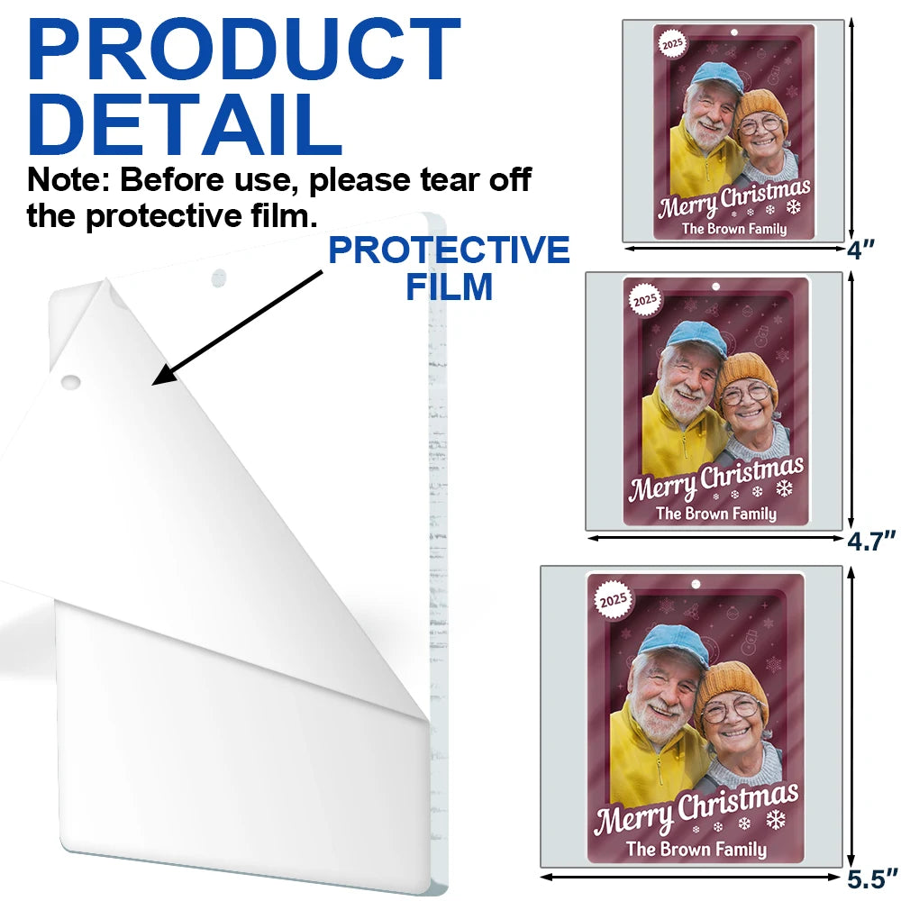 Family,Parents,Gift For Grandparents,Gift For Kids,Happy,Christmas,Custom Photo - Custom Photo Christmas Sitting Family Toy Box - Personalized Custom Shaped Acrylic Ornament