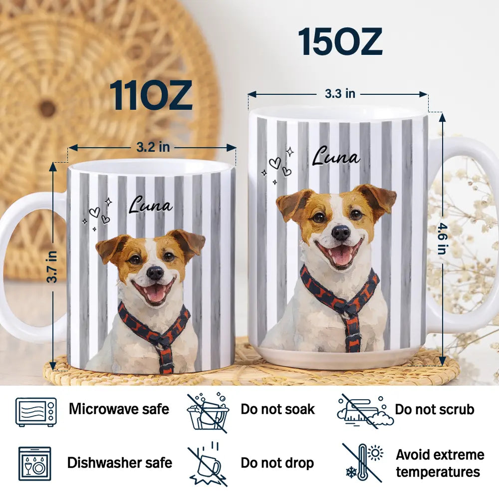 Custom Photo Realistic Watercolor Art Dog Cat Stripe Colors - Personalized White Edge-to-Edge Mug