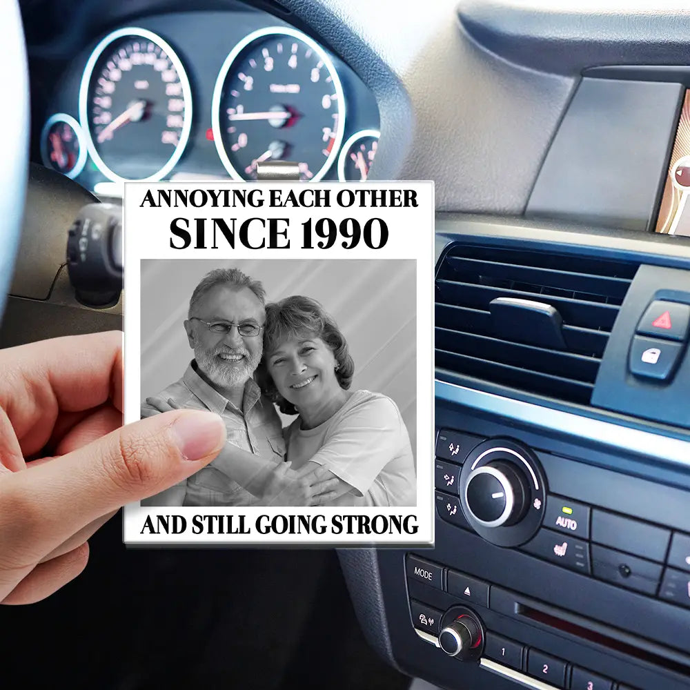 Old Couples,Gift For Husband,Gift For Wife,Gift For Couples,Gift For Boyfriend,Gift For Girlfriend,Love - Custom Photo Vintage Annoying Each Other Since - Personalized Custom Shaped Acrylic Car Visor Clip