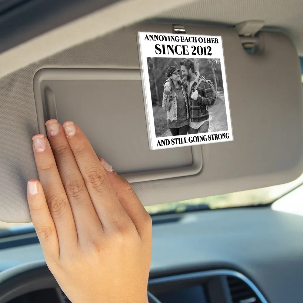 Old Couples,Gift For Husband,Gift For Wife,Gift For Couples,Gift For Boyfriend,Gift For Girlfriend,Love - Custom Photo Vintage Annoying Each Other Since - Personalized Custom Shaped Acrylic Car Visor Clip