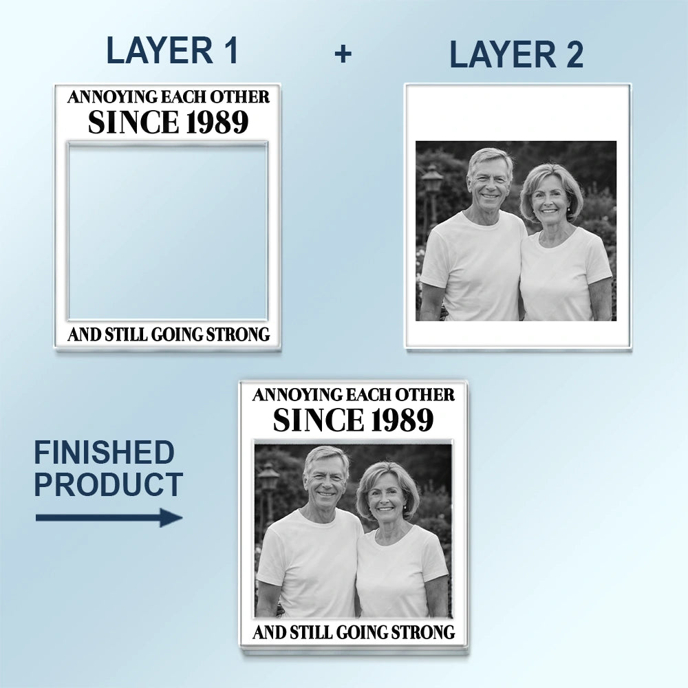 Old Couples,Gift For Husband,Gift For Wife,Gift For Couples,Gift For Boyfriend,Gift For Girlfriend,Love - Custom Photo Vintage Annoying Each Other Since - Personalized Custom Shaped Acrylic Car Visor Clip