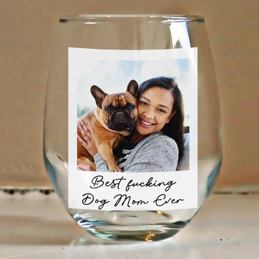 Pet Lovers,Pet Mom,Dog Lovers,Dog Mom,Cat Lovers,Cat Mom,Happy,Custom Photo - Custom Photo A Woman Cannot Survive On Wine Alone - Personalized Stemless Wine Glass