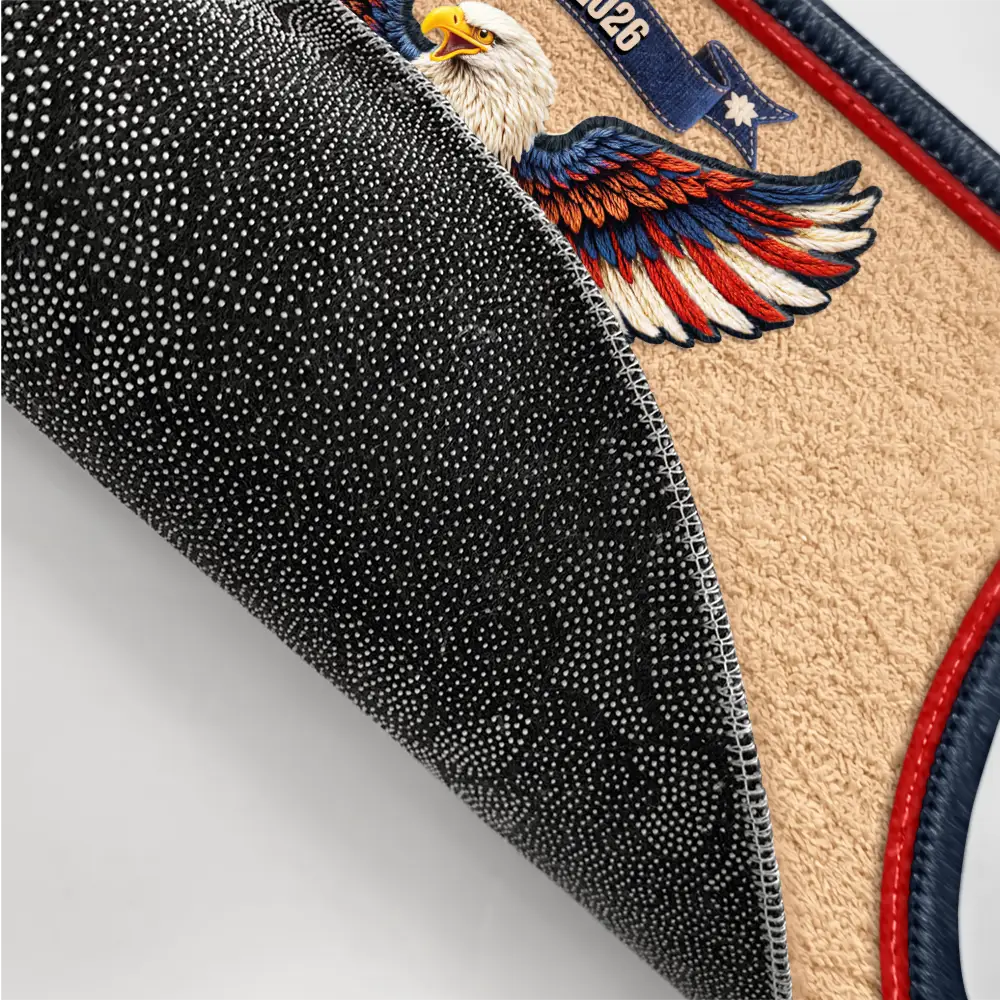 Family,Happy,Parents,Gift For Grandparents - Faux Embroidery Effect Stars And Stripes Happy USA 250Th Birthday - Personalized Doormat