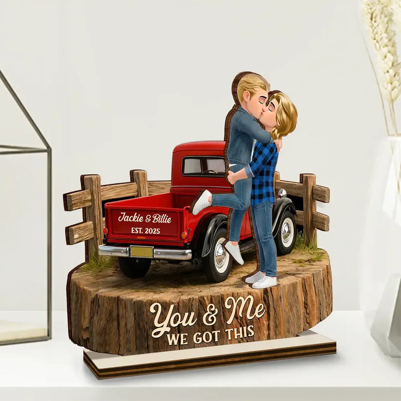 Gift For Couples,Gift For Husband,Gift For Wife,Gift For Boyfriend,Gift For Girlfriend,LGBT,Love - Flannel Standing Couple You And Me We Got This - Personalized Custom Shaped Wooden Plaque