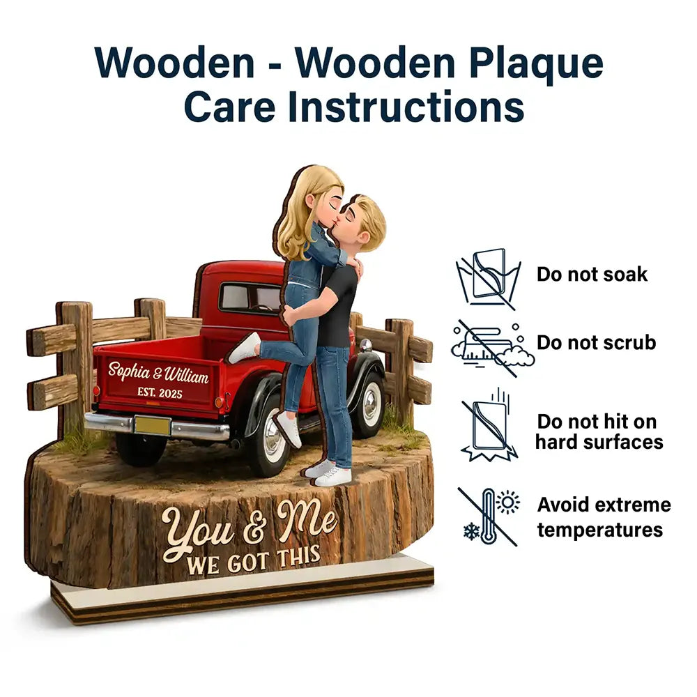 Gift For Couples,Gift For Husband,Gift For Wife,Gift For Boyfriend,Gift For Girlfriend,LGBT,Love - Flannel Standing Couple You And Me We Got This - Personalized Custom Shaped Wooden Plaque