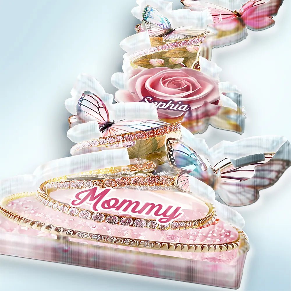 Gift For Grandma,Gift For Mother,Love,Happy - Handpicked Just For Mom Grandma 3D Crystal Effect Roses - Personalized Custom Shaped Acrylic Plaque