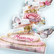 Gift For Grandma,Gift For Mother,Love,Happy - Handpicked Just For Mom Grandma 3D Crystal Effect Roses - Personalized Custom Shaped Acrylic Plaque