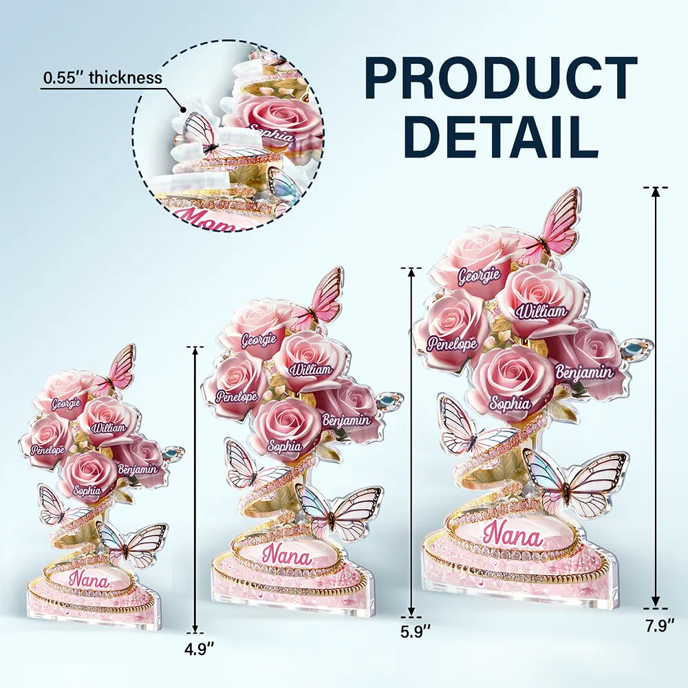 Gift For Grandma,Gift For Mother,Love,Happy - Handpicked Just For Mom Grandma 3D Crystal Effect Roses - Personalized Custom Shaped Acrylic Plaque