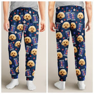 Pet Lovers,Pet Mom,Pet Dad,Dog Lovers,Dog Mom,Dog Dad,Cat Lovers,Cat Mom,Cat Dad,Happy,Photo,Icon - Custom Photo US Flag Best Pet Mom Dad Ever - Personalized Pajama Pants