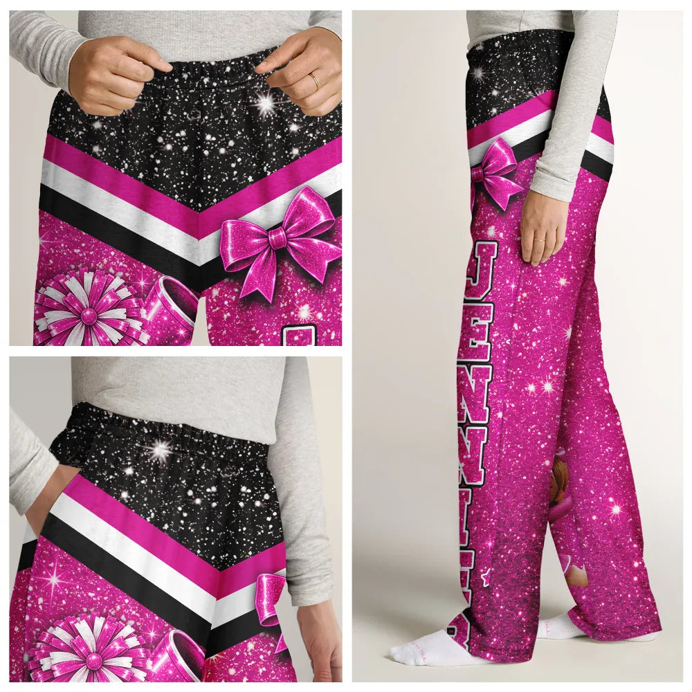 Christmas,Gift For Women,Gift For Yourself,Gifts For Her,Happy,Vector - Gift For Cheerleaders, Daughter, Granddaughter - Personalized Faux Glitter Pajama Pants