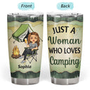 A Woman Who Loves Camping - Camping Gift - Personalized Custom Tumbler