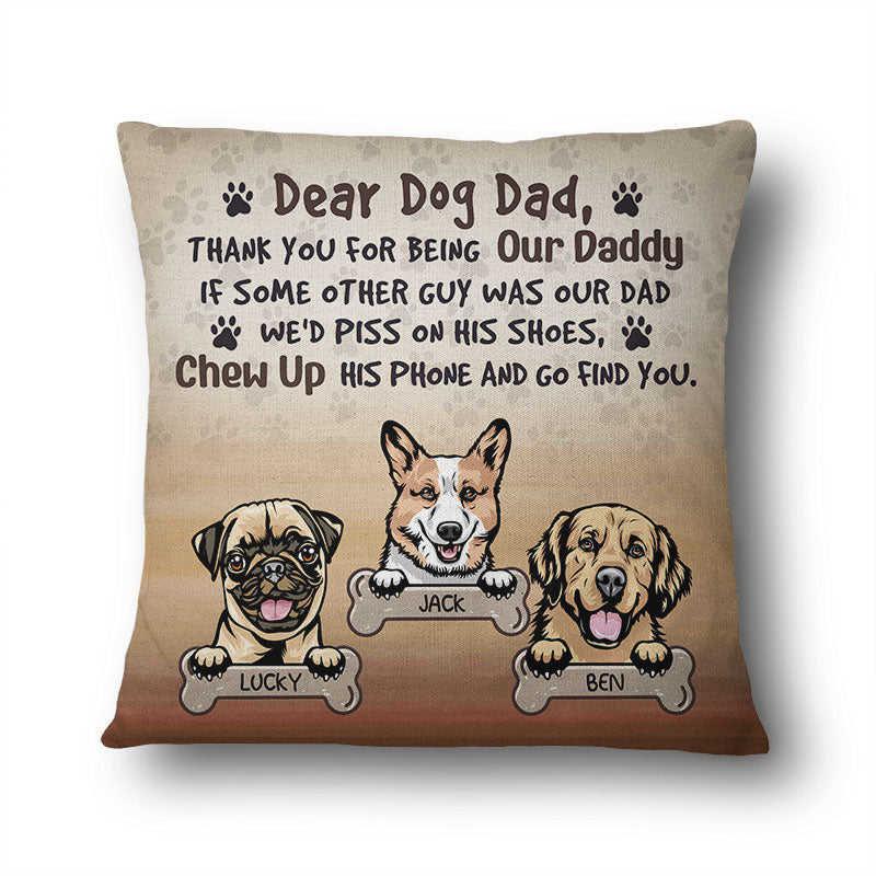 Cher papa chien, merci d'être mon papa - Cadeau pour amoureux des chiens - Oreiller personnalisé