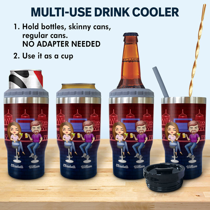 Here's To Another Year Of Bonding Over Alcohol Best Friends - Bestie BFF Gift - Personalized Custom Triple 3 In 1 Can Cooler