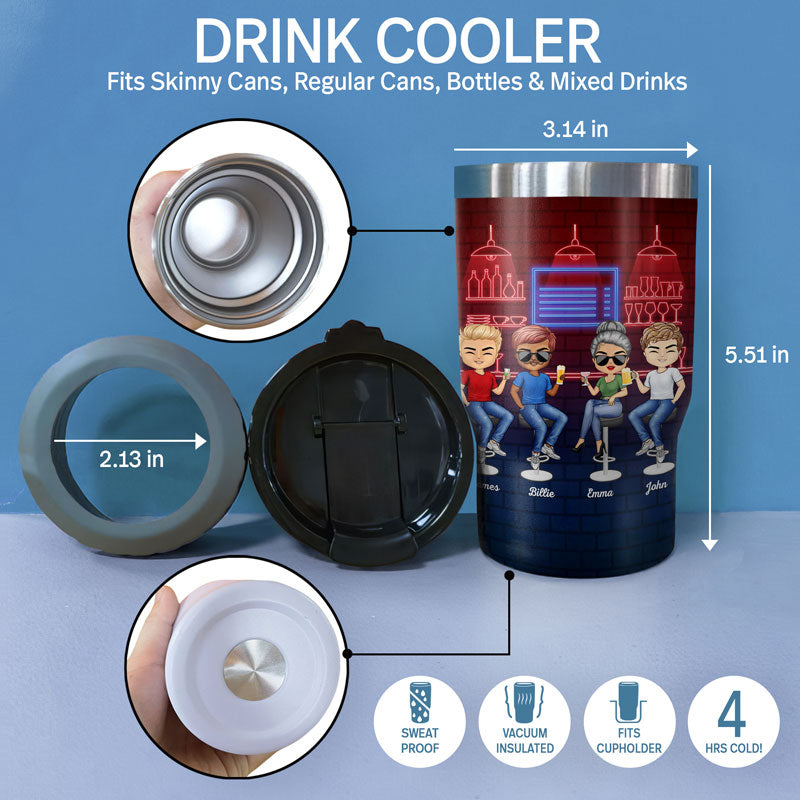 Here's To Another Year Of Bonding Over Alcohol Best Friends - Bestie BFF Gift - Personalized Custom Triple 3 In 1 Can Cooler