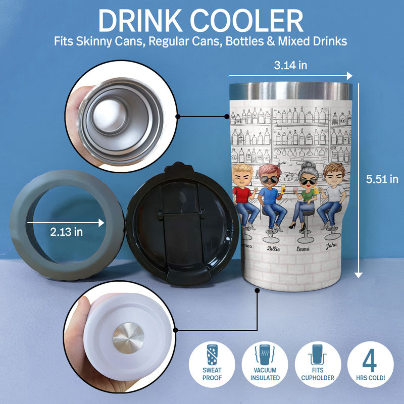 Here's To Another Year Of Bonding Over Alcohol White Best Friends - Bestie BFF Gift - Personalized Custom Triple 3 In 1 Can Cooler