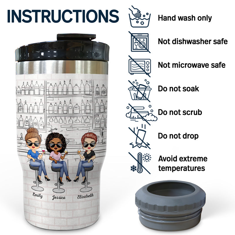 Here's To Another Year Of Bonding Over Alcohol White Best Friends - Bestie BFF Gift - Personalized Custom Triple 3 In 1 Can Cooler