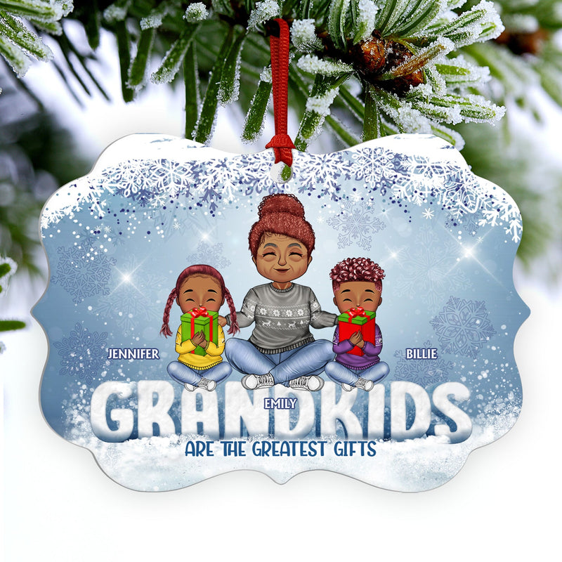 Grandkids Are The Greatest Gifts - Christmas Gift For Grandma - Personalized Custom Aluminum Ornament