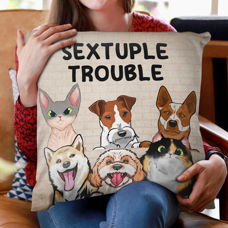Double Trouble - Gift For Dog Lovers & Cat Lovers - Personalized Custom Pillow