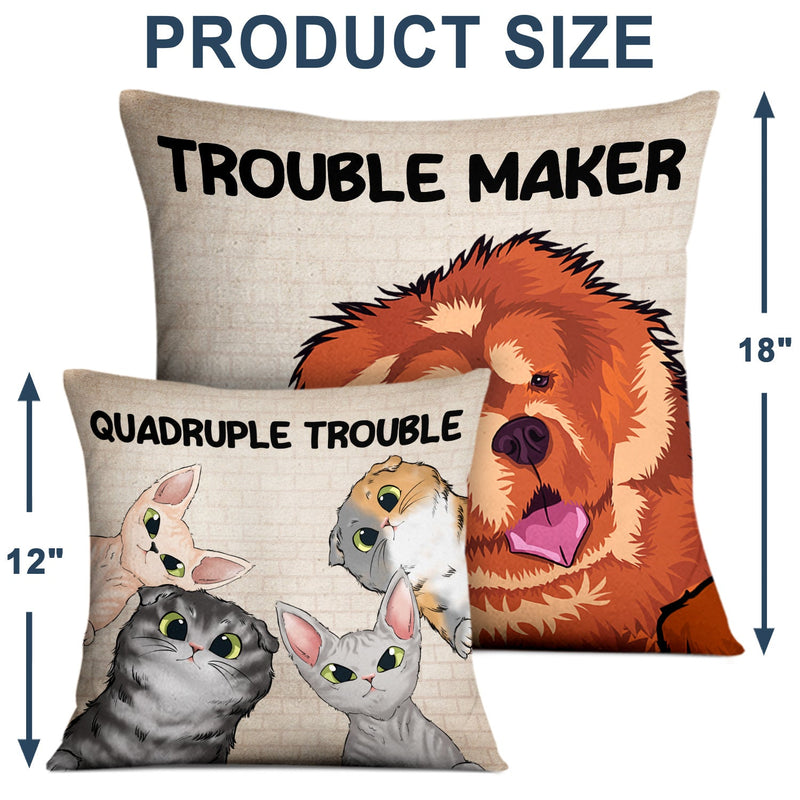 Double Trouble - Gift For Dog Lovers & Cat Lovers - Personalized Custom Pillow