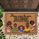 Please Excuse The Mess Our Standards Have Lowered With Each Child Couple - Anniversary, Birthday, Housewarming Gift For Spouse, Husband, Wife, Family - Personalized Custom Doormat