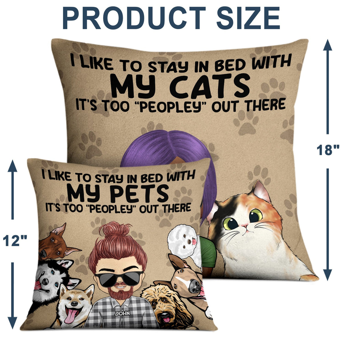 I Like To Stay In Bed With My Dogs Cats - Home Decor, Birthday, Housewarming Gift For Dog Lovers & Cat Lovers - Personalized Custom Pillow