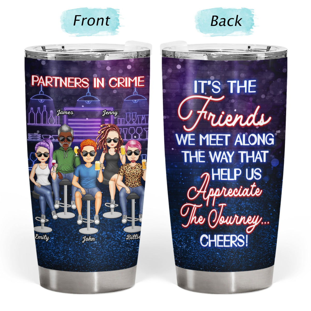 Partners In Crime Just Remember If We Get Caught Cartoon Best Friends - Bestie BFF Gift - Personalized Custom Tumbler