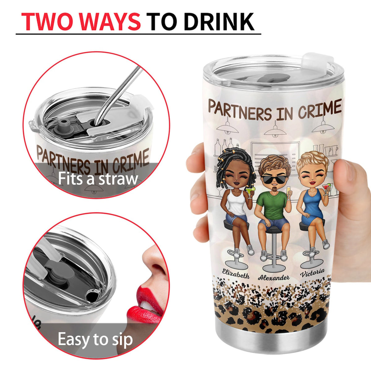 Partners In Crime Just Remember If We Get Caught Leopard Pattern Best Friends - Bestie BFF Gift - Personalized Custom Tumbler