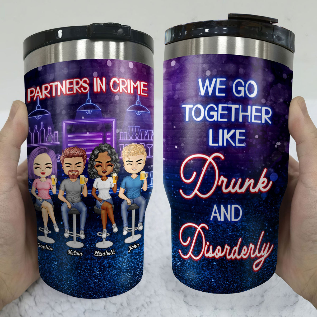 Partners In Crime Just Remember If We Get Caught Best Friends - Bestie BFF Gift - Personalized Custom Triple 3 In 1 Can Cooler