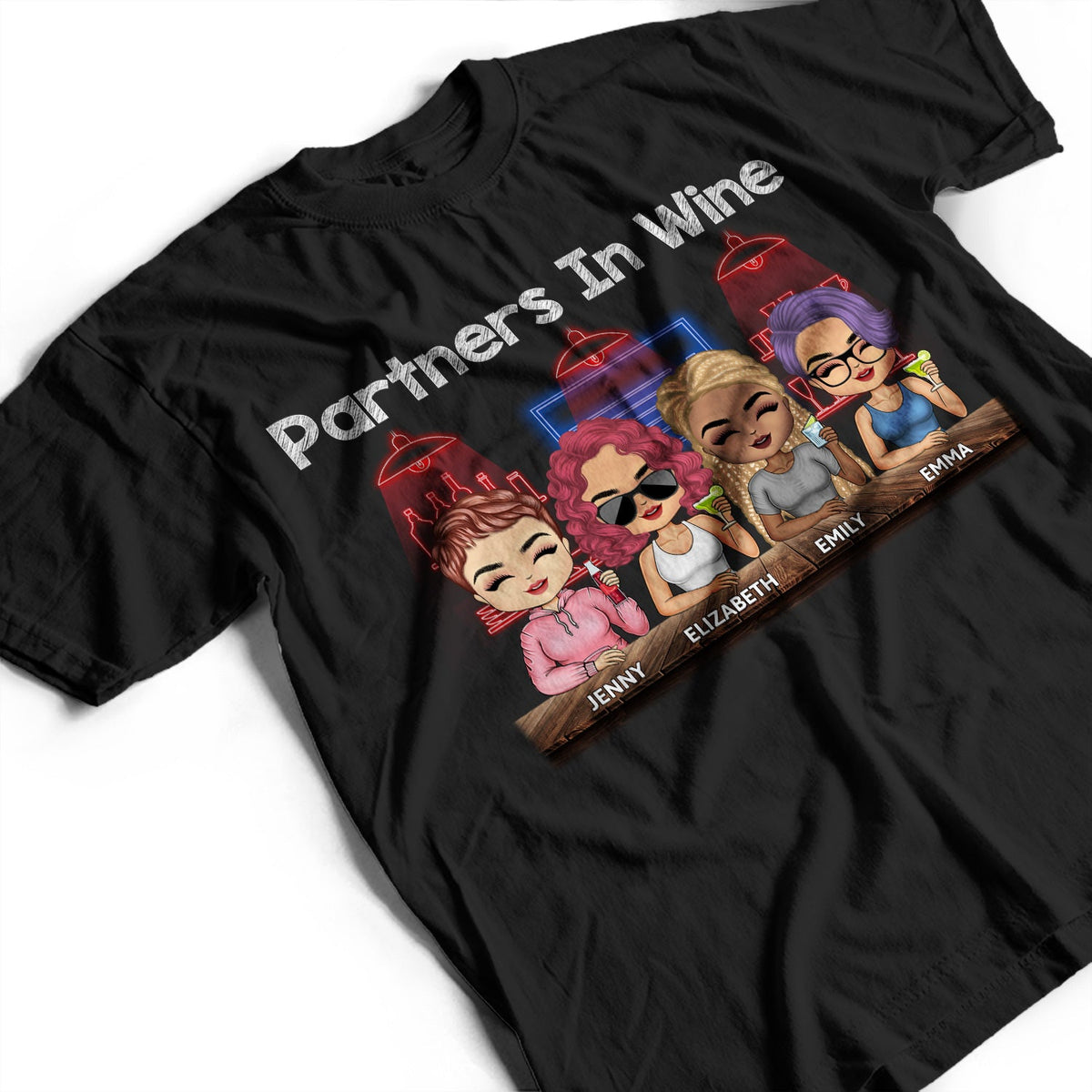 Partenaires dans une soirée vinicole Meilleurs amis - Cadeau Bestie BFF - T-shirt personnalisé