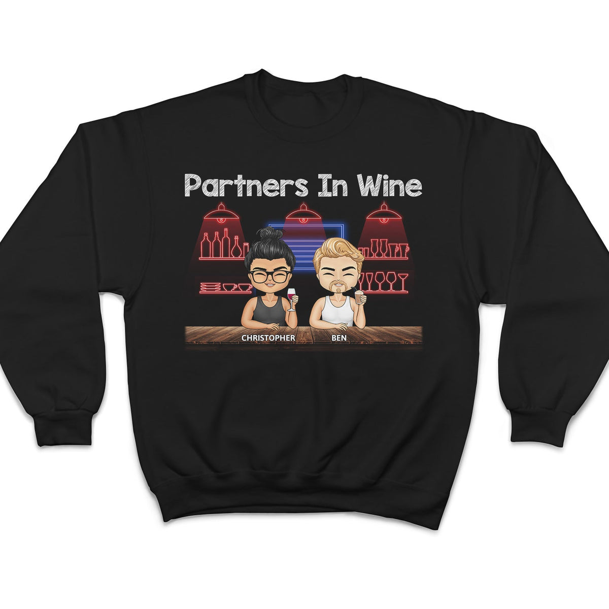 Partenaires dans une soirée vinicole Meilleurs amis - Cadeau Bestie BFF - T-shirt personnalisé