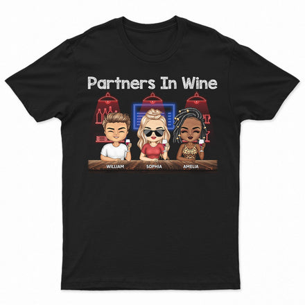 Partenaires dans une soirée vinicole Meilleurs amis - Cadeau Bestie BFF - T-shirt personnalisé