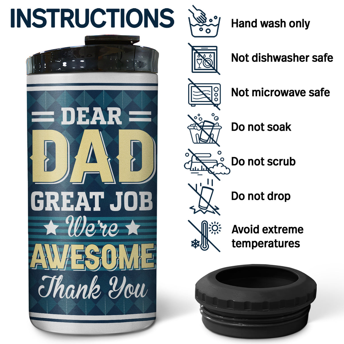 Dear Dad, Great Job - Family Personalized Custom Can Cooler - Father's -  Pawfect House ™