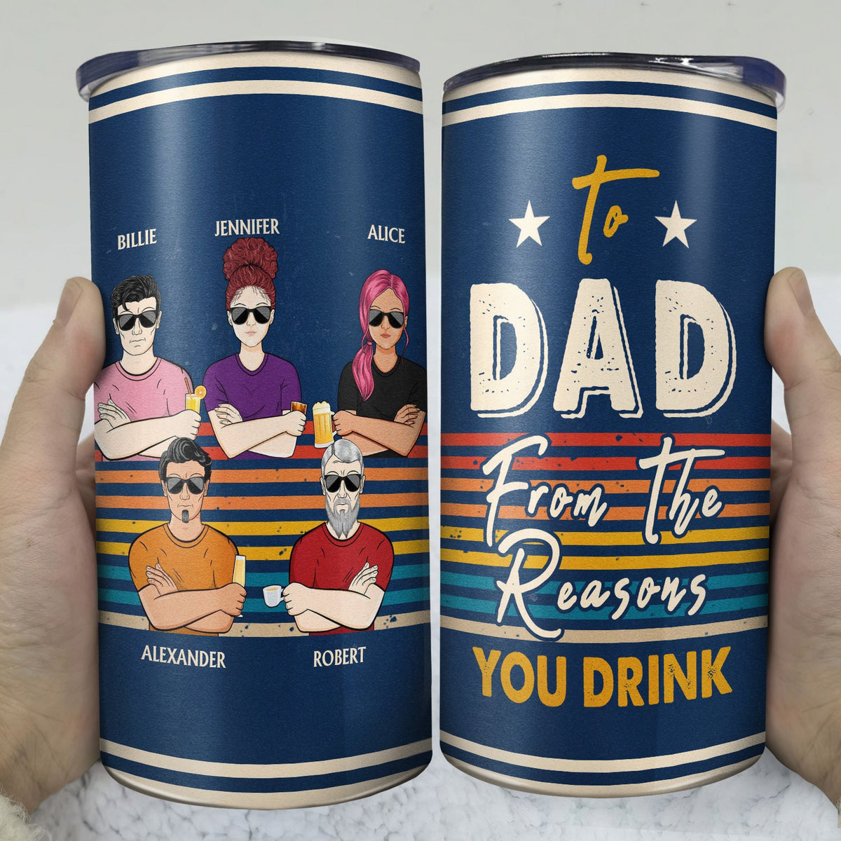 To Dad From The Reasons You Drink Adult Children - Funny, Birthday Gift For Father, Husband - Personalized Custom 4 In 1 Can Cooler Tumbler
