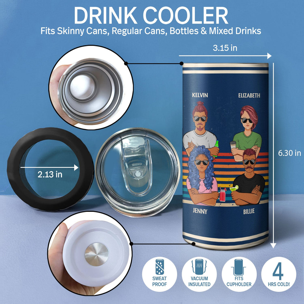 To Dad From The Reasons You Drink Adult Children - Funny, Birthday Gift For Father, Husband - Personalized Custom 4 In 1 Can Cooler Tumbler