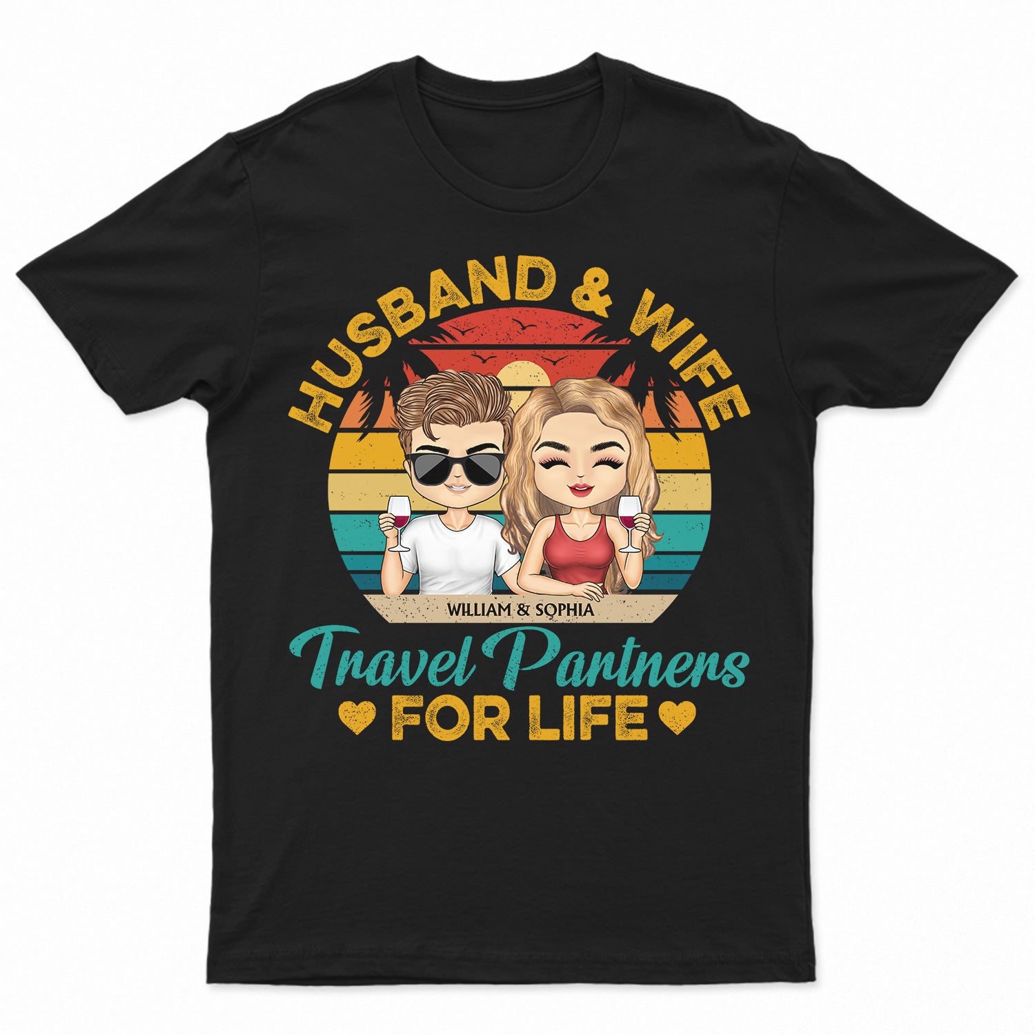 Husband And Wife Travel Partners For Life Beach - Anniversary, Vacation, Funny Gift For Couples, Family - Personalized Custom T Shirt