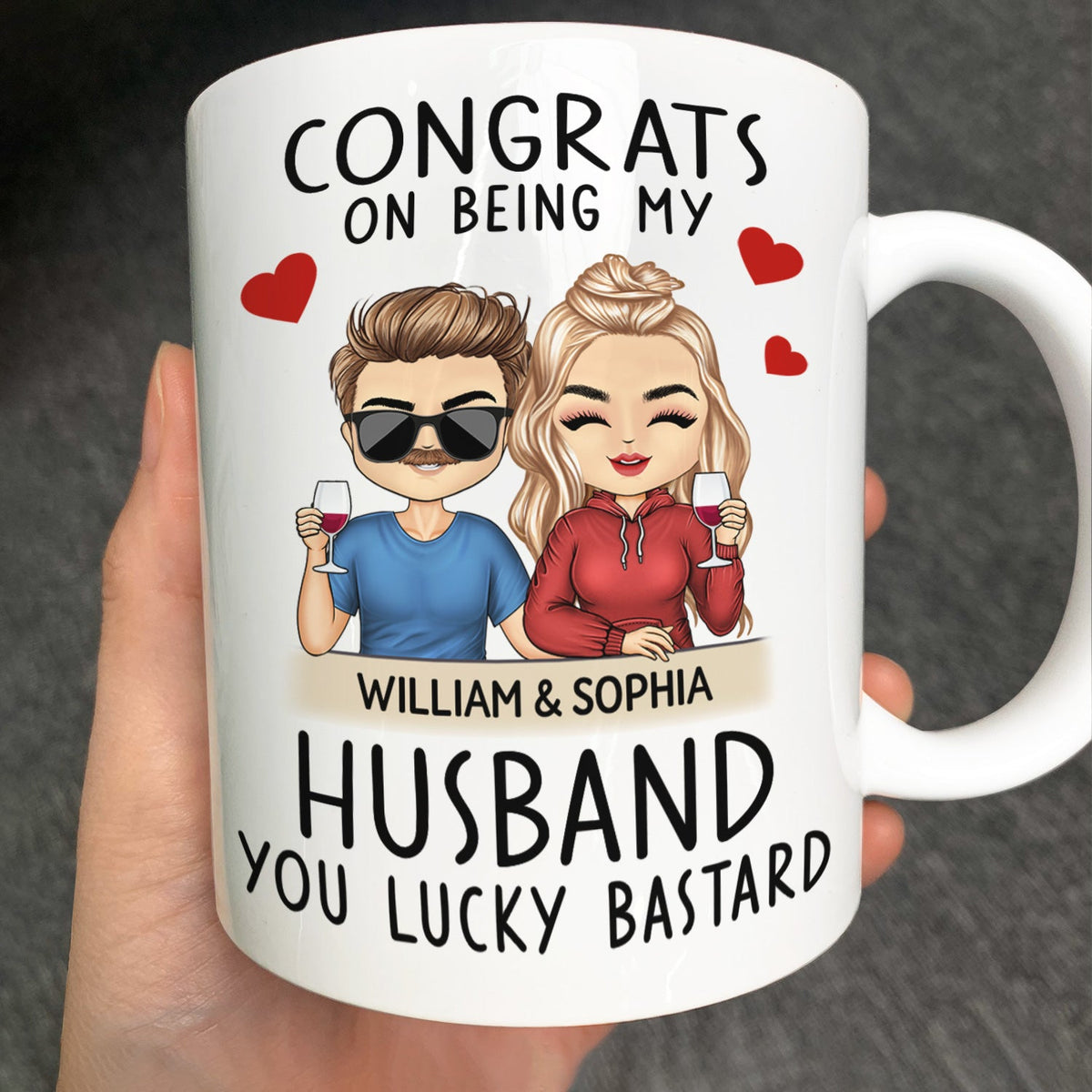 Congrats On Being My Husband Chibi - Anniversary, Vacation, Funny Gift For Couples, Family - Personalized Custom Mug