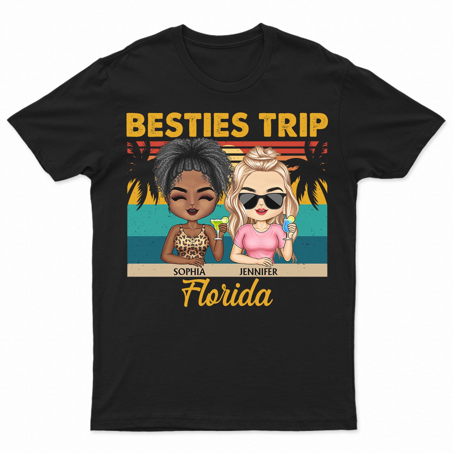Besties Trip Travel Buddies Cruise Mode - Vacation, Anniversary, Birthday Gifts For Besties, Friends - Personalized Custom T Shirt