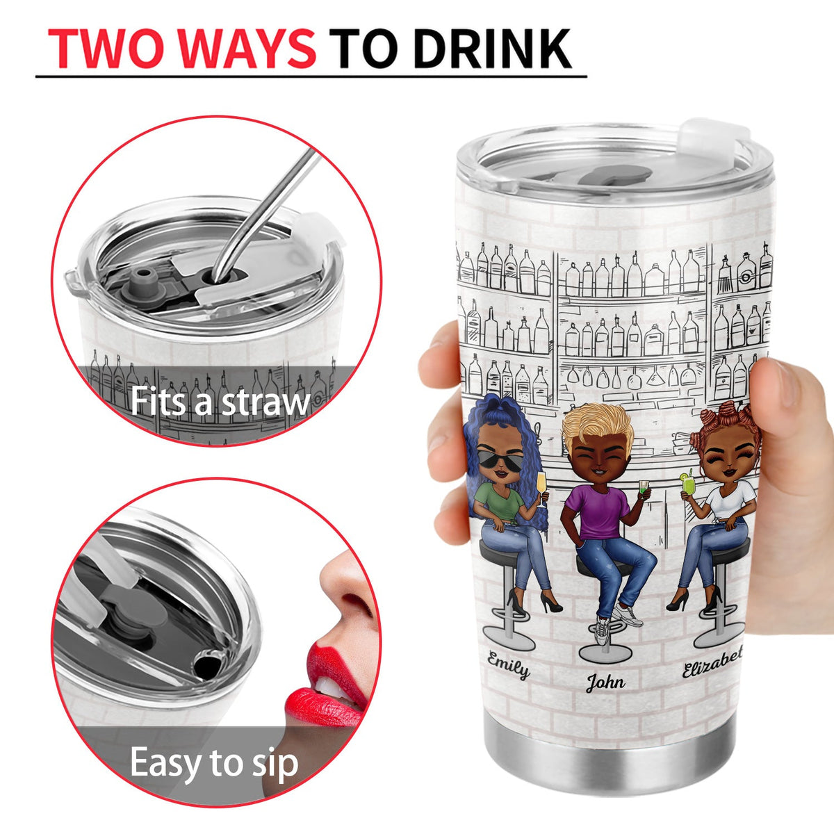 Here's To Another Year Of Bonding Over Alcohol White Best Friends Dark - Bestie BFF Gift - Personalized Custom Tumbler