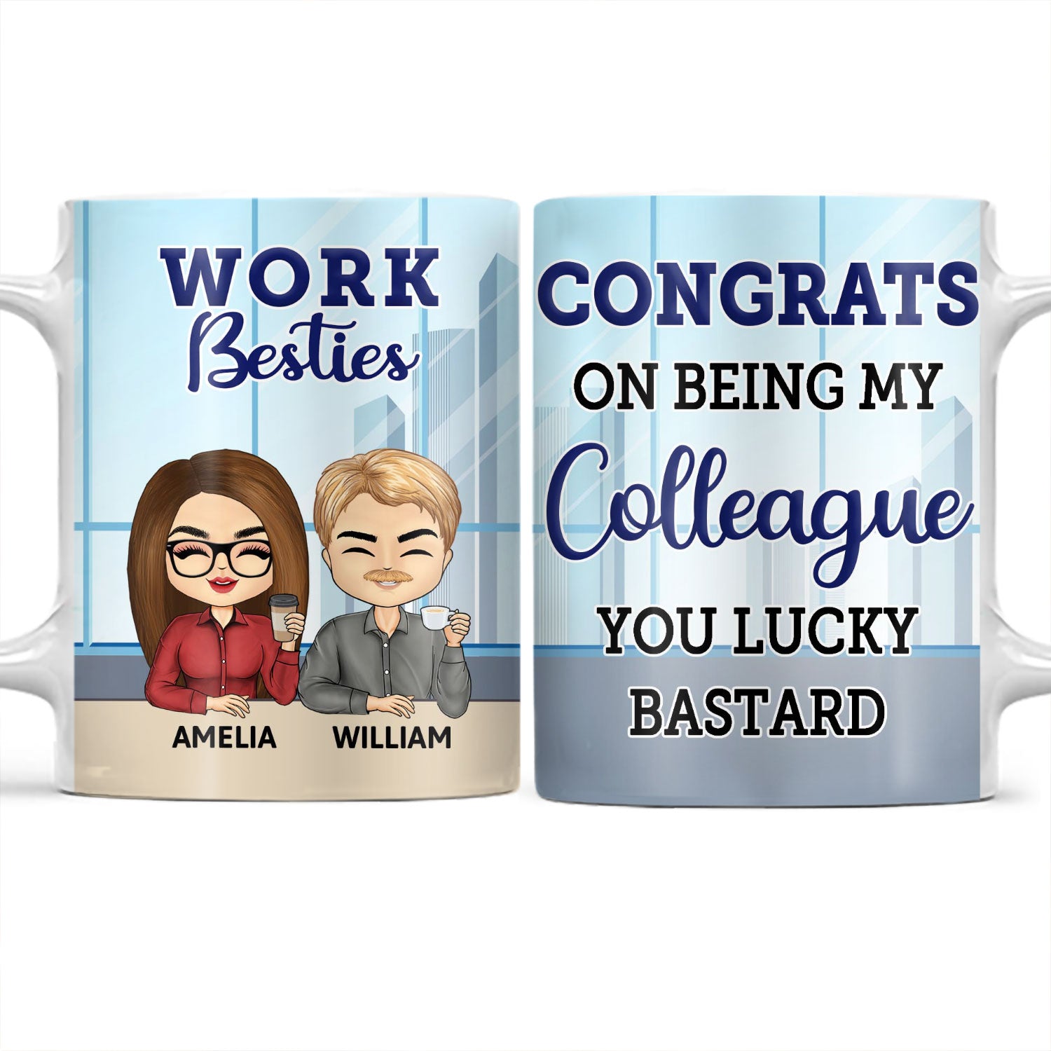 Congrats On Being My Colleague - Funny, Anniversary, Birthday Gifts For Colleagues, Coworker, Besties - Personalized Custom White Edge-to-Edge Mug