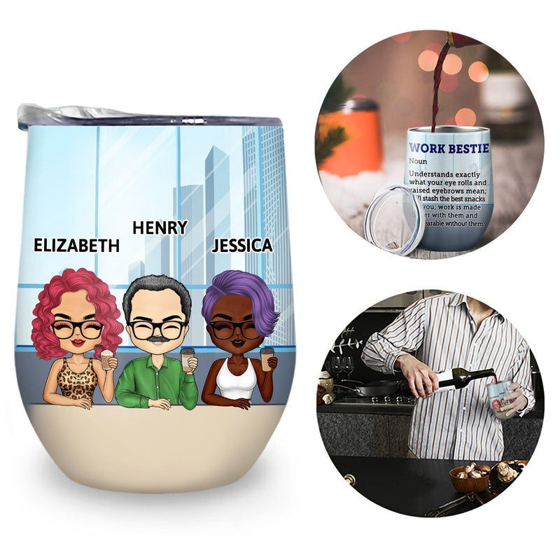 Work Bestie Definition - Funny, Anniversary, Birthday Gifts For Colleagues, Coworker, Besties - Personalized Custom Wine Tumbler
