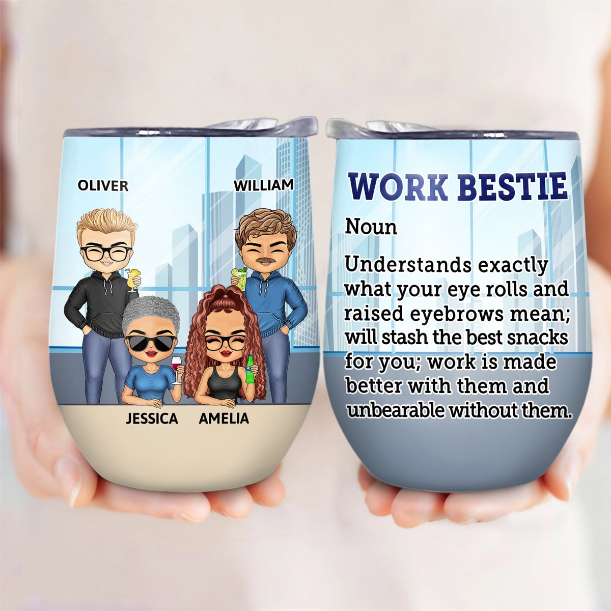 Work Bestie Definition - Funny, Anniversary, Birthday Gifts For Colleagues, Coworker, Besties - Personalized Custom Wine Tumbler