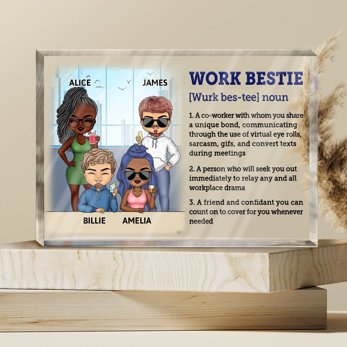 Life Is Better With A Bestie By Your Side - Bestie Personalized Custom Rectangle Shaped Acrylic Plaque - Gift For Best Friends, BFF, Sisters main image 1